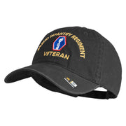 U.S. Army 442nd Infantry Regiment Embroidered Washed Solid Pigment Dyed Cotton Twill Brass Buckle Cap - Black OSFM