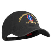 U.S. Army 442nd Infantry Regiment Embroidered Washed Solid Pigment Dyed Cotton Twill Brass Buckle Cap - Black OSFM