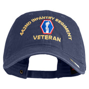 U.S. Army 442nd Infantry Regiment Embroidered Washed Solid Pigment Dyed Cotton Twill Brass Buckle Cap - Navy OSFM