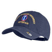U.S. Army 442nd Infantry Regiment Embroidered Washed Solid Pigment Dyed Cotton Twill Brass Buckle Cap - Navy OSFM