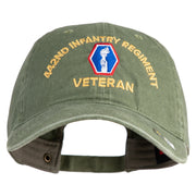 U.S. Army 442nd Infantry Regiment Embroidered Washed Solid Pigment Dyed Cotton Twill Brass Buckle Cap - Olive OSFM