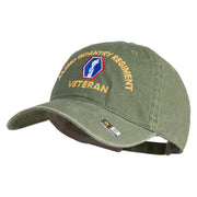 U.S. Army 442nd Infantry Regiment Embroidered Washed Solid Pigment Dyed Cotton Twill Brass Buckle Cap - Olive OSFM