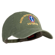 U.S. Army 442nd Infantry Regiment Embroidered Washed Solid Pigment Dyed Cotton Twill Brass Buckle Cap - Olive OSFM