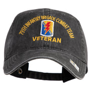U.S. Army 79th Infantry Brigade Combat Team Embroidered Washed Solid Pigment Dyed Cotton Twill Brass Buckle Cap - Black OSFM