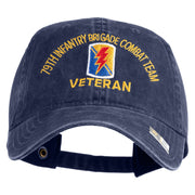U.S. Army 79th Infantry Brigade Combat Team Embroidered Washed Solid Pigment Dyed Cotton Twill Brass Buckle Cap - Navy OSFM