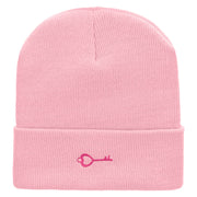 Key To Love Embroidered 12 Inch Solid Long Beanie Made in USA