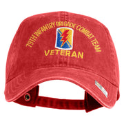 U.S. Army 79th Infantry Brigade Combat Team Embroidered Washed Solid Pigment Dyed Cotton Twill Brass Buckle Cap - Red OSFM