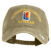 U.S. Army 79th Infantry Brigade Combat Team Embroidered Washed Solid Pigment Dyed Cotton Twill Brass Buckle Cap - Khaki OSFM