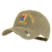 U.S. Army 79th Infantry Brigade Combat Team Embroidered Washed Solid Pigment Dyed Cotton Twill Brass Buckle Cap - Khaki OSFM