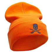 Skull And Sword Embroidered 12 Inch Long Knitted Beanie