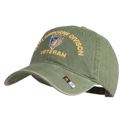 U.S. Army 13th Airborne Divison Embroidered Washed Solid Pigment Dyed Cotton Twill Brass Buckle Cap - Olive OSFM