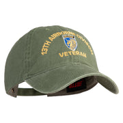 U.S. Army 13th Airborne Divison Embroidered Washed Solid Pigment Dyed Cotton Twill Brass Buckle Cap - Olive OSFM