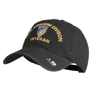 U.S. Army 13th Airborne Divison Embroidered Washed Solid Pigment Dyed Cotton Twill Brass Buckle Cap - Black OSFM