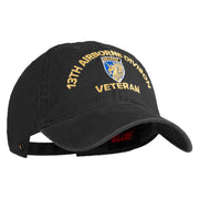 U.S. Army 13th Airborne Divison Embroidered Washed Solid Pigment Dyed Cotton Twill Brass Buckle Cap - Black OSFM