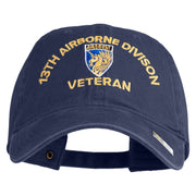 U.S. Army 13th Airborne Divison Embroidered Washed Solid Pigment Dyed Cotton Twill Brass Buckle Cap - Navy OSFM