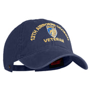 U.S. Army 13th Airborne Divison Embroidered Washed Solid Pigment Dyed Cotton Twill Brass Buckle Cap - Navy OSFM