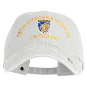 U.S. Army 13th Airborne Divison Embroidered Washed Solid Pigment Dyed Cotton Twill Brass Buckle Cap - White OSFM
