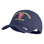 U.S. Army Airborne Command Embroidered Washed Solid Pigment Dyed Cotton Twill Brass Buckle Cap - Navy OSFM