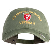 U.S. Army Airborne Command Embroidered Washed Solid Pigment Dyed Cotton Twill Brass Buckle Cap - Olive OSFM