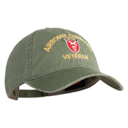U.S. Army Airborne Command Embroidered Washed Solid Pigment Dyed Cotton Twill Brass Buckle Cap - Olive OSFM