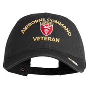 U.S. Army Airborne Command Embroidered Washed Solid Pigment Dyed Cotton Twill Brass Buckle Cap - Black OSFM