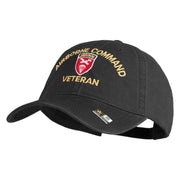 U.S. Army Airborne Command Embroidered Washed Solid Pigment Dyed Cotton Twill Brass Buckle Cap - Black OSFM