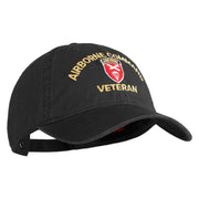 U.S. Army Airborne Command Embroidered Washed Solid Pigment Dyed Cotton Twill Brass Buckle Cap - Black OSFM