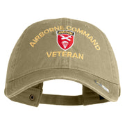 U.S. Army Airborne Command Embroidered Washed Solid Pigment Dyed Cotton Twill Brass Buckle Cap - Khaki OSFM