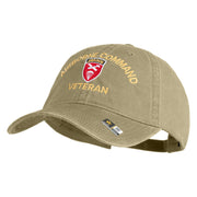 U.S. Army Airborne Command Embroidered Washed Solid Pigment Dyed Cotton Twill Brass Buckle Cap - Khaki OSFM