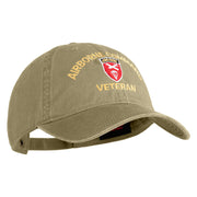 U.S. Army Airborne Command Embroidered Washed Solid Pigment Dyed Cotton Twill Brass Buckle Cap - Khaki OSFM