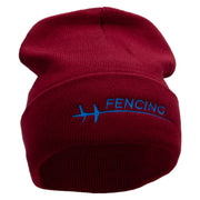 Fencing Foil Embroidered 12 inch Acrylic Cuffed Long Beanie