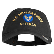 U.S. Army Air Force Embroidered Washed Solid Pigment Dyed Cotton Twill Brass Buckle Cap - Black OSFM