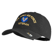 U.S. Army Air Force Embroidered Washed Solid Pigment Dyed Cotton Twill Brass Buckle Cap - Black OSFM