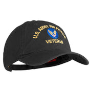 U.S. Army Air Force Embroidered Washed Solid Pigment Dyed Cotton Twill Brass Buckle Cap - Black OSFM