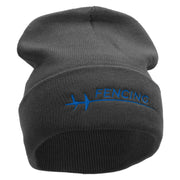 Fencing Foil Embroidered 12 inch Acrylic Cuffed Long Beanie