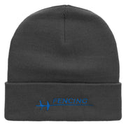 Fencing Foil Embroidered 12 inch Acrylic Cuffed Long Beanie