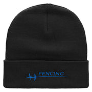 Fencing Foil Embroidered 12 inch Acrylic Cuffed Long Beanie