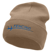 Fencing Foil Embroidered 12 inch Acrylic Cuffed Long Beanie