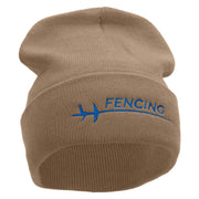 Fencing Foil Embroidered 12 inch Acrylic Cuffed Long Beanie