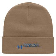 Fencing Foil Embroidered 12 inch Acrylic Cuffed Long Beanie