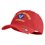 U.S. Army Air Force Embroidered Washed Solid Pigment Dyed Cotton Twill Brass Buckle Cap - Red OSFM