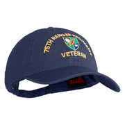 U.S. Army 75 Ranger Regiment Embroidered Washed Solid Pigment Dyed Cotton Twill Brass Buckle Cap - Navy OSFM