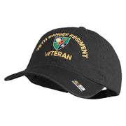 U.S. Army 75 Ranger Regiment Embroidered Washed Solid Pigment Dyed Cotton Twill Brass Buckle Cap - Black OSFM