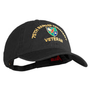 U.S. Army 75 Ranger Regiment Embroidered Washed Solid Pigment Dyed Cotton Twill Brass Buckle Cap - Black OSFM