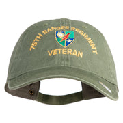 U.S. Army 75 Ranger Regiment Embroidered Washed Solid Pigment Dyed Cotton Twill Brass Buckle Cap - Olive OSFM