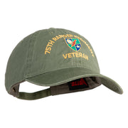 U.S. Army 75 Ranger Regiment Embroidered Washed Solid Pigment Dyed Cotton Twill Brass Buckle Cap - Olive OSFM
