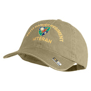 U.S. Army 75 Ranger Regiment Embroidered Washed Solid Pigment Dyed Cotton Twill Brass Buckle Cap - Khaki OSFM