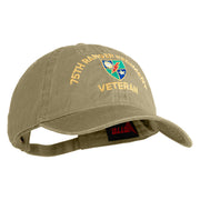 U.S. Army 75 Ranger Regiment Embroidered Washed Solid Pigment Dyed Cotton Twill Brass Buckle Cap - Khaki OSFM