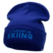 I'd Rather Be Skiing Embroidered 12 Inch Long Knitted Beanie