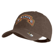 U.S. Army 75th Ranger Regiment Patched Washed Solid Pigment Dyed Cotton Twill Brass Buckle Cap - Brown OSFM